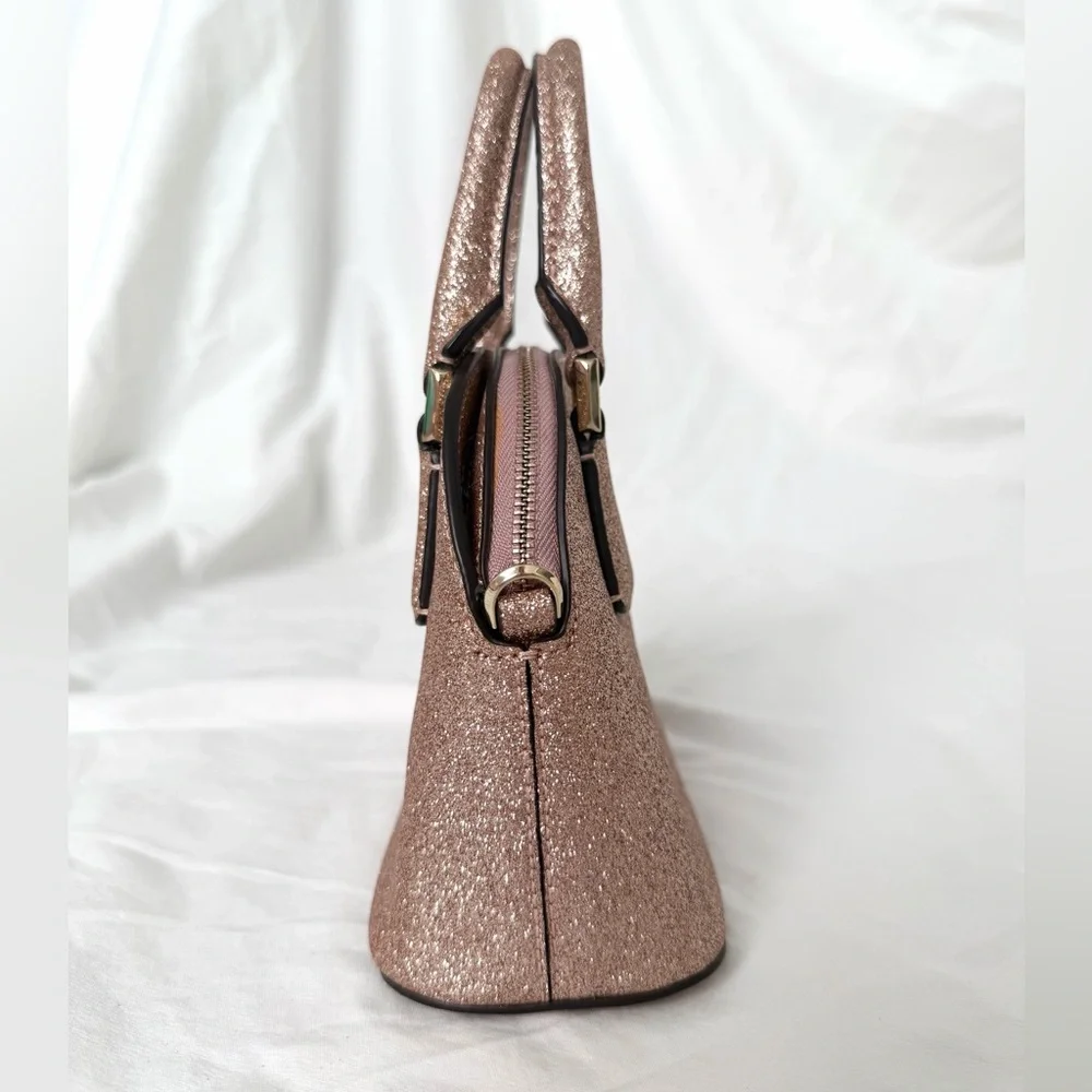 Kate Spade Sylvia Glitter Mini Dome Satchel | Blush Pink | Crossbody Option
